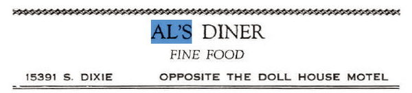 Denas Family Restaurant (Als Diner) - 1968 Ad (newer photo)